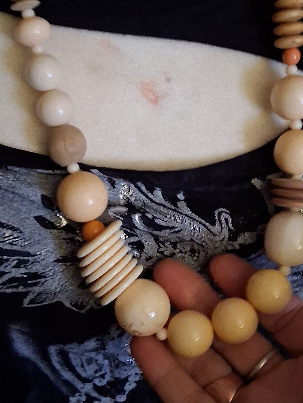Beige and Cream Statement Bead Necklace - Women Jewelry